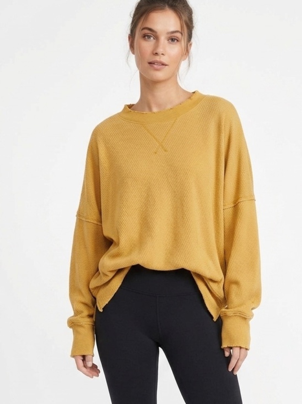 AERIE | OVERSIZED TEXTURED TUNIC SWEATSHIRT CREW NECK